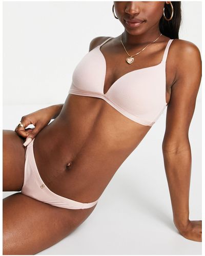Women'secret Moulded Cup Rib Triangle Bralette - Pink
