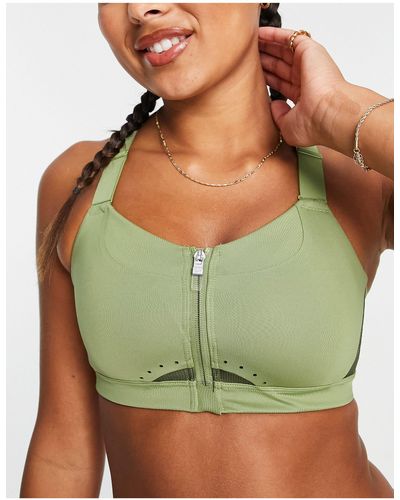 Nike Alpha dri-fit - reggiseno sportivo kaki con zip sul davanti a sostegno elevato - Verde