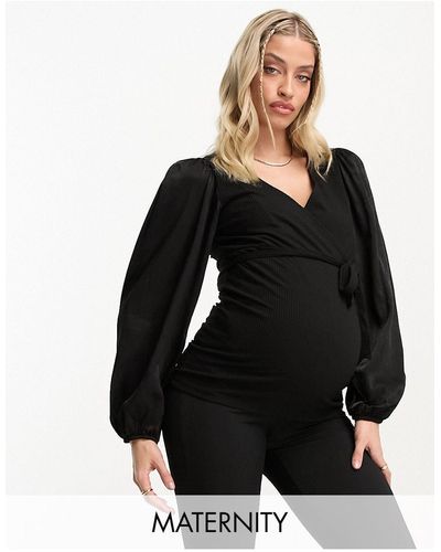 Mama.licious Maternity V-neck Blouse - Black