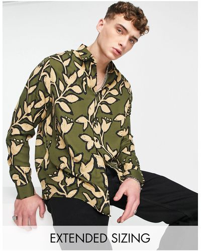 ASOS Ruimvallend Overhemd Met Bloemenprint - Groen
