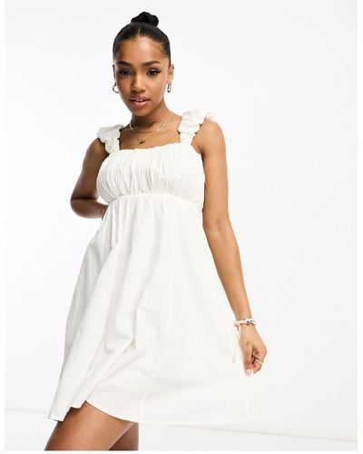 Abercrombie & Fitch Puff Strap Babydoll Dress - White