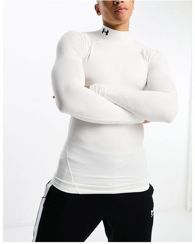 Under Armour Cold Gear Armour Long Sleeve Mock Neck Compression T-shirt - White