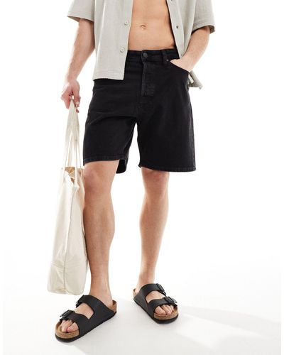 Jack & Jones Straight Fit Denim Shorts - Black