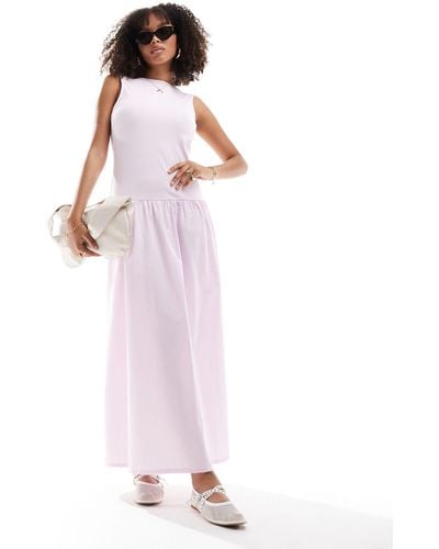 ASOS Maxi Dress With Poplin Skirt Light - Pink