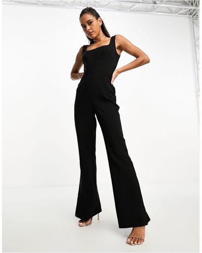 ASOS DESIGN Tall square neck jumpsuit with kick flare in white