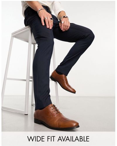 ASOS Chaussures oxford pointure large en cuir à bout renforcé - fauve - Noir