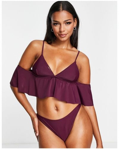 NA-KD Off Shoulder Bikini Top - Purple