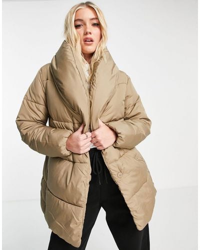 New Look Duvet Belted Mid Length Puffer - Natural