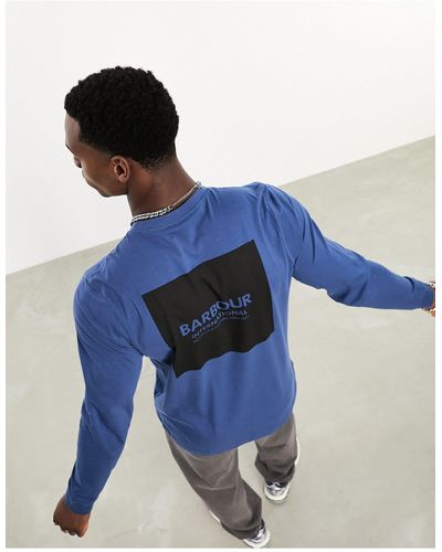 Barbour Exhaust - t-shirt a maniche lunghe con stampa sul retro - Blu