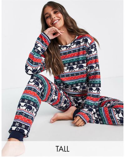 Chelsea Peers Tall Poly Long Sleeve Top And Trackies Pajama Set - Multicolor