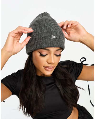 Juicy Couture Fluffy Knit Beanie Hat - Black