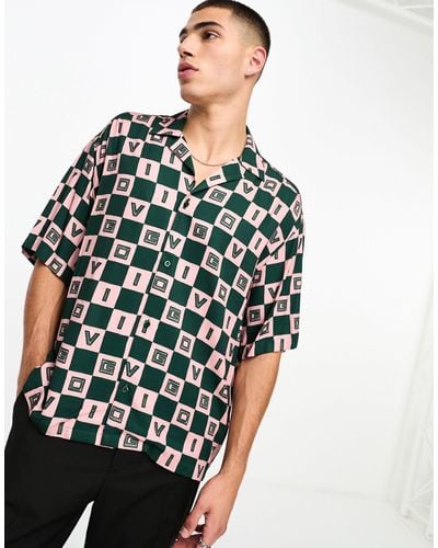 Viggo Checkerboard Print Shirt - Green