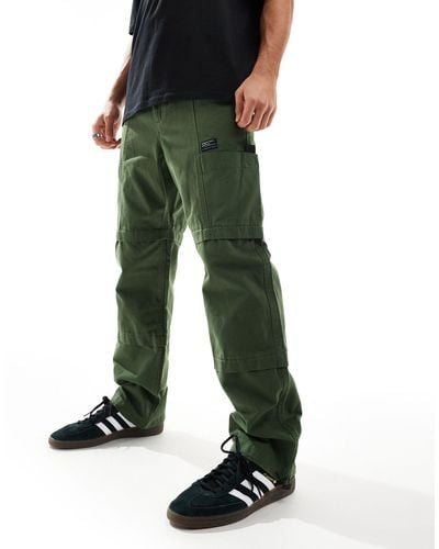 ASOS Panelled Leg Cargo Trousers With Patch - Green