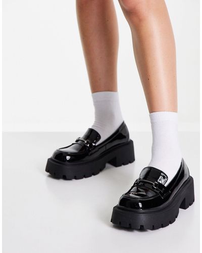 Truffle Collection Loafers Met Opvallend Dikke Zool En Afwerking - Zwart