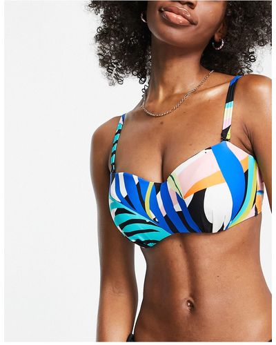 Figleaves Vollere Buste - Strapless Bikinitopje Met Voorgevormde Cups Met Bloemenprint - Blauw
