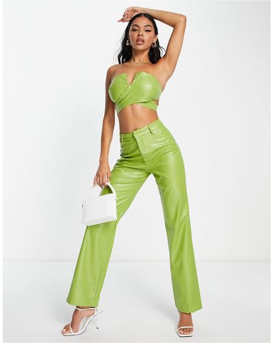 Missy Empire Missy empire - pantalon d'ensemble imitation cuir - Vert