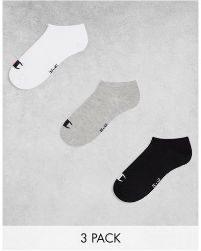 Champion Confezione da 3 paia di calzini sportivi color grigio, bianco e nero