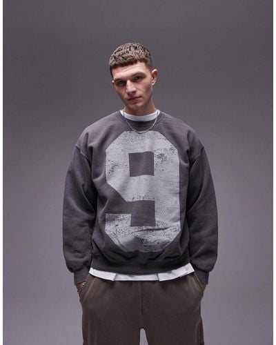 TOPMAN – oversize-sweatshirt - Grau