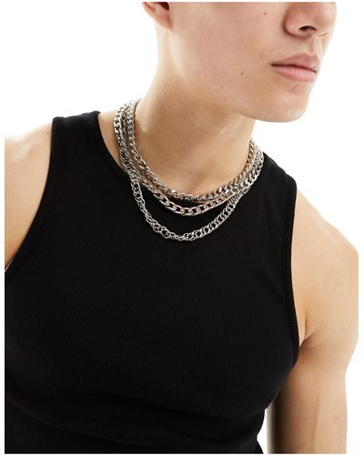 ASOS 3 Pack Chunky Chain Necklace With Large Clasp - Black