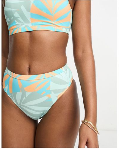 Roxy Pop Up - Bikinibroekje Met Tropische Print - Blauw