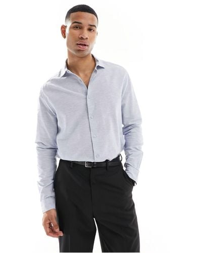 ASOS Regular Smart Linen Shirt With Cut Away Collar - Grey