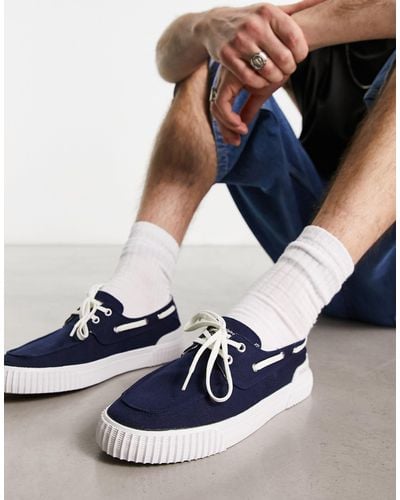 Original Penguin Chaussures bateau casual en toile mélangée - Bleu