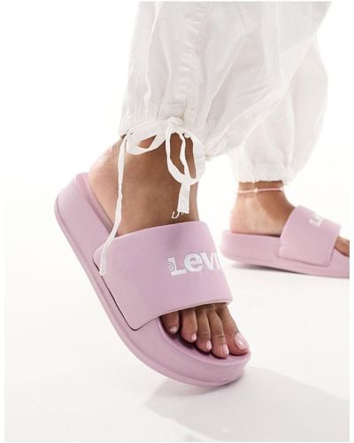 Levi's June Bold Padded Sliders With Logo - White