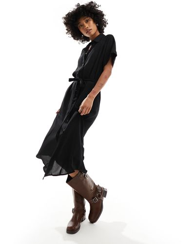 Monki Midaxi Belted Shirt Dress - Black