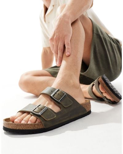 Birkenstock ‐ arizona ‐ sandalen aus geöltem leder - Grün