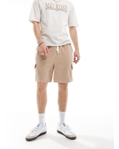 ASOS Oversized Ribbed Velour Shorts - Natural