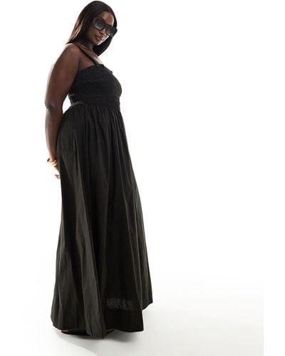 ASOS Asos Design Curve Shirred Bust Maxi Beach Dress - Black