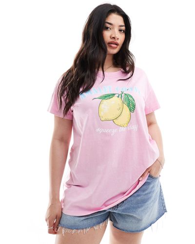 Yours Camiseta con estampado - Rosa
