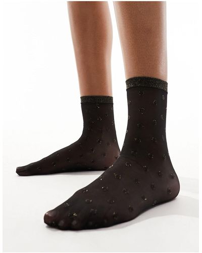 Pretty Polly Sparkle Dot Ankle Socks - Black