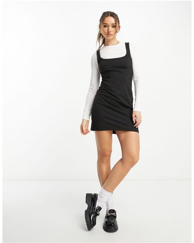 ASOS 2 In 1 Long Sleeve T-shirt Mini Dress With Ponte Dress - Black
