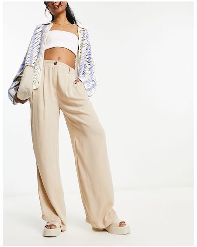 New Look Pantaloni sartoriali extra larghi color pietra a fondo ampio - Bianco