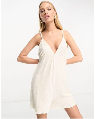 Loungeable Crinkle Velour Romper - Natural