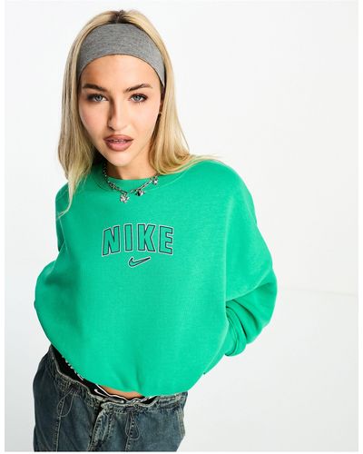 Nike Oversized Cropped Varsity-sweatshirt - Groen