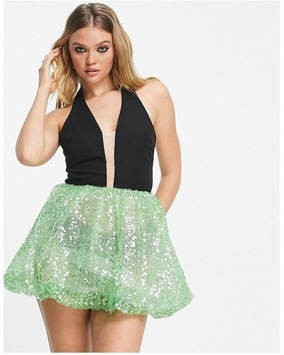 Amy Lynn Suzi Halterneck Mini Dress With Puff Skirt - Multicolour