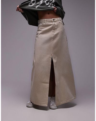 TOPSHOP Denim Low Slung Maxi Skirt - Natural
