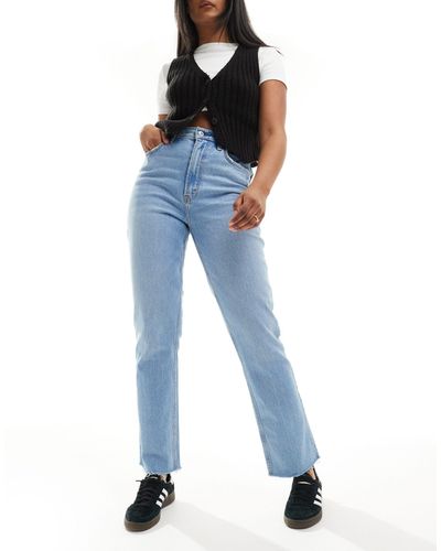 Abercrombie & Fitch Curve - love - jean droit à taille haute style années 90 - moyen - Bleu