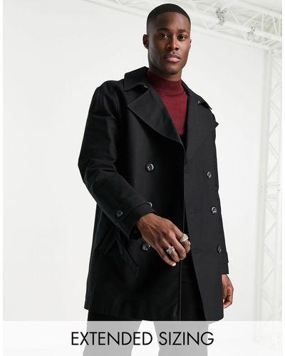 ASOS Rain Resistant Double Breasted Trench Coat - Black