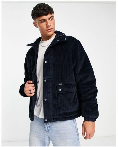 Lee Jeans 2 Pocket Wide Wale Cord Puffer Jacket - Blue
