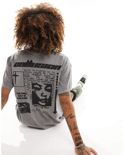 Collusion Photographic Grunge Printed T-shirt - Grey