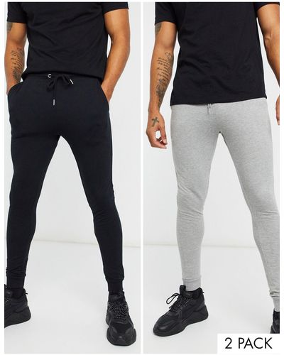 ASOS Super Skinny sweatpants 2 Pack Black/grey Marl