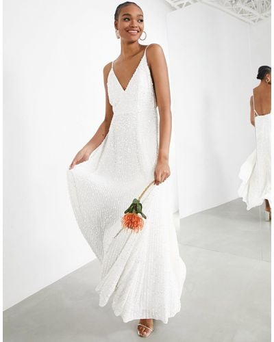 ASOS Josie Embellished Cami Maxi Wedding Dress - White