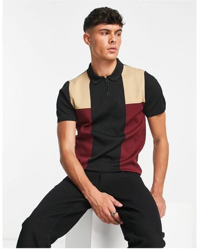 River Island Pull style polo color block - Noir