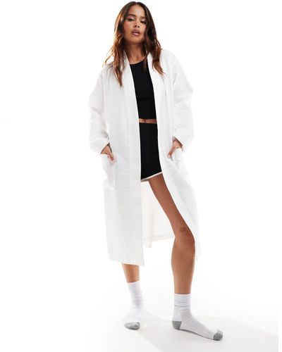Loungeable Cotton Waffle Robe - White