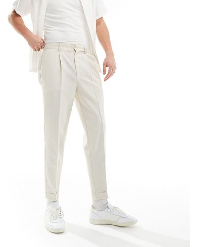 ASOS Pantaloni eleganti affusolati écru microtesturizzati - Bianco