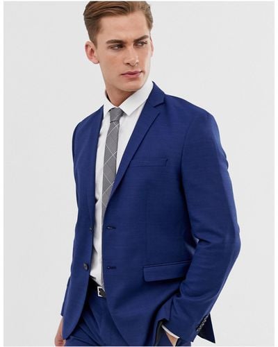 Jack & Jones Chaqueta de traje de corte slim elástico en azul Premium