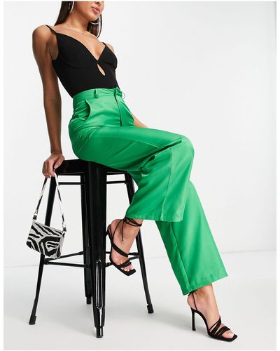 Missy Empire Pantalon d'ensemble habillé coupe large - Vert